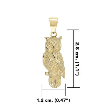 The Horned Owl 3-Dimensional Solid Gold Pendant GPD4586 - Jewelry